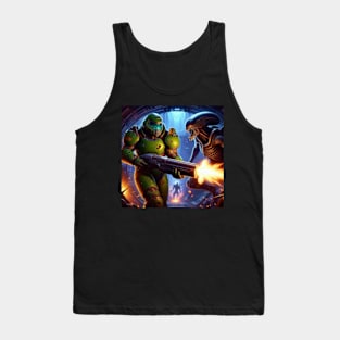 Doom Guy vs Xenomorphs Tank Top